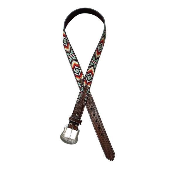 Ariat Genuine Leather & Beaded Western Belt Size 42 (NWT) main image 4